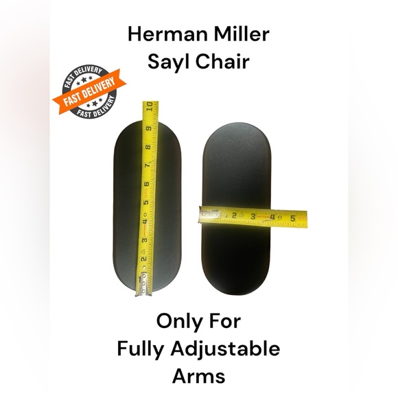 Herman Miller Sayl Chair Replacement 4D Black Arm Pads - Picture 2 of 3